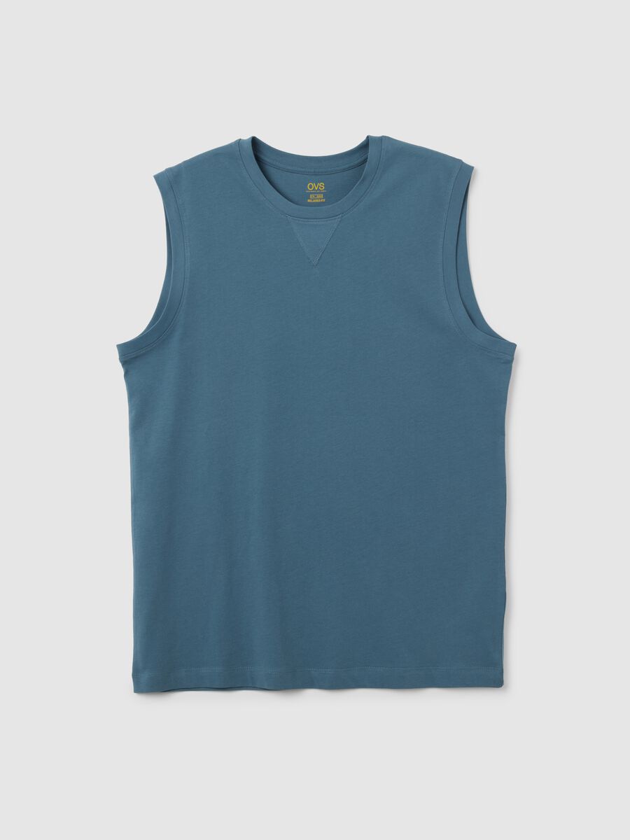 Men's blue pure cotton regular fit vest_4