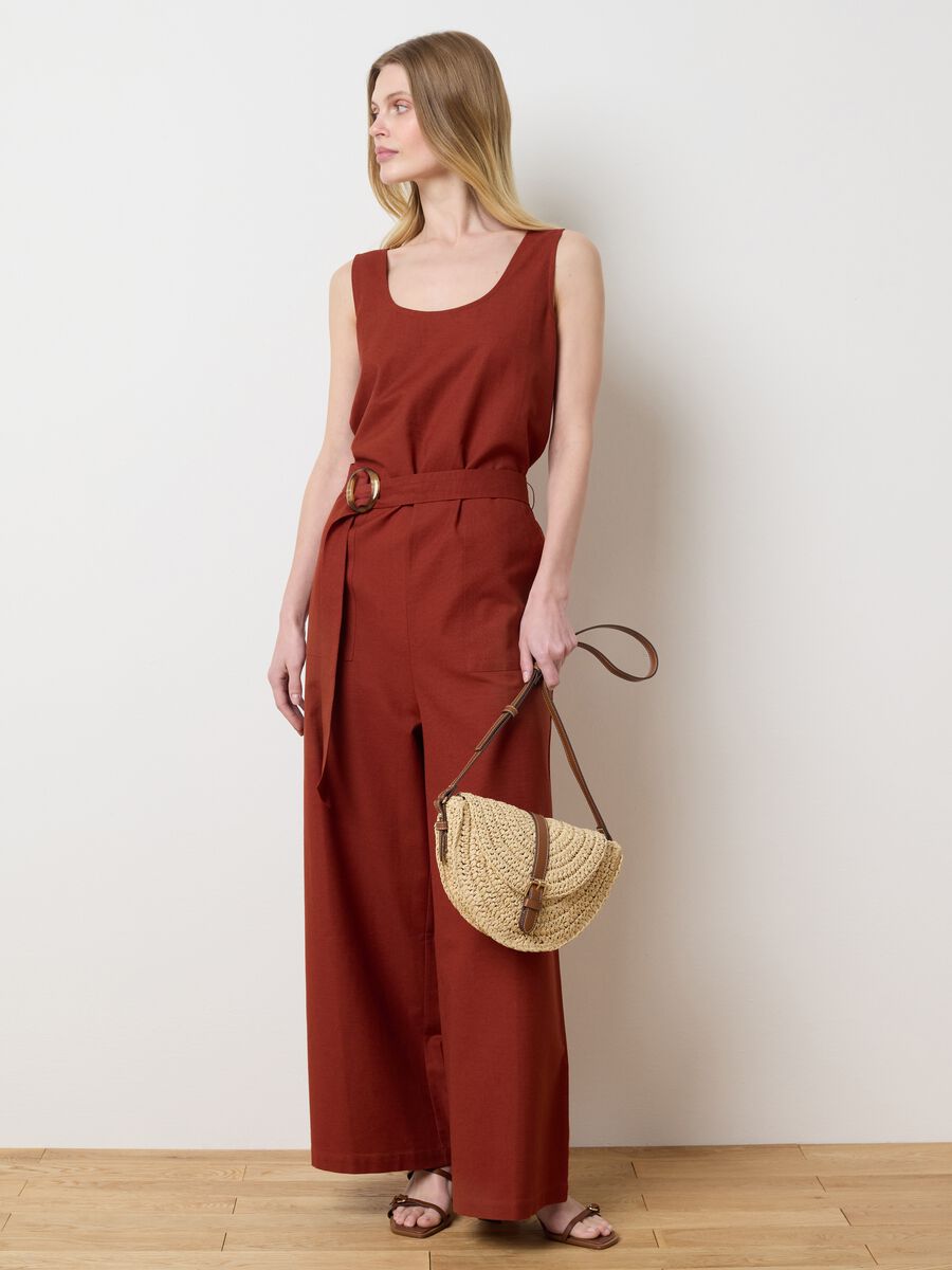 Wide Brown Jumpsuit Les Copains Housebrand_0