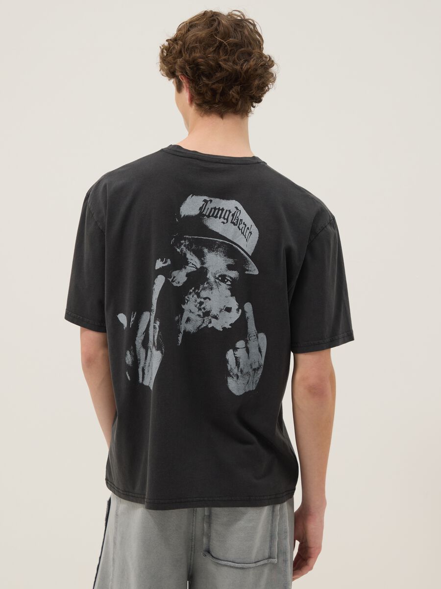 Black pure cotton relaxed-fit T-shirt with Snoop Dogg slogan_3