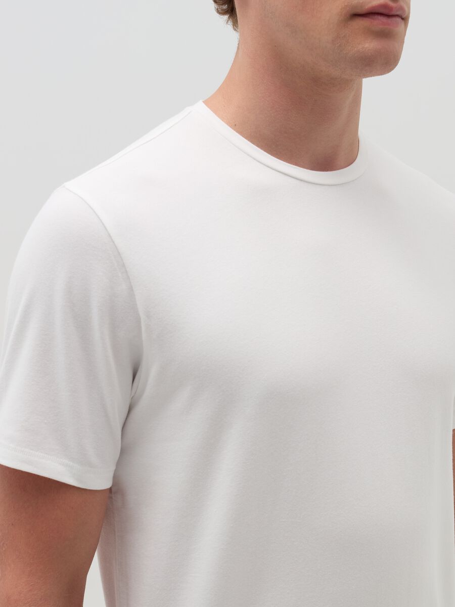 Stretch cotton T-shirt with crew-neck_3
