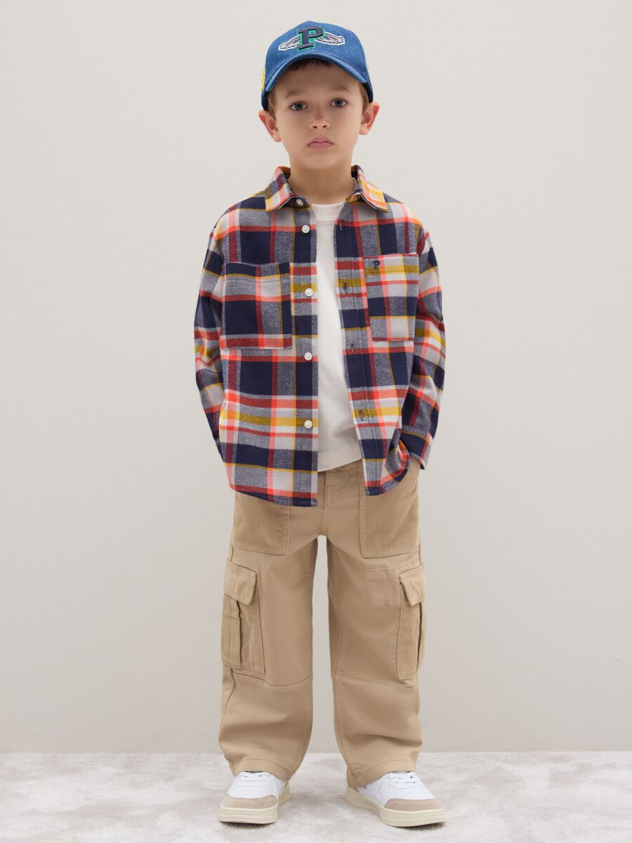 Children's beige cotton blend baggy trousers_0