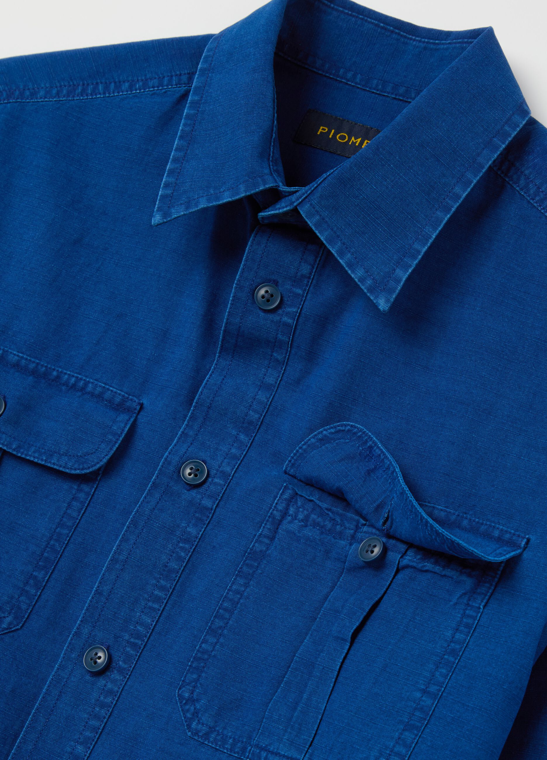 Solid colour shacket in cotton
