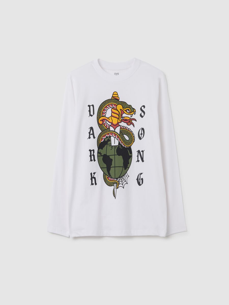 T-shirt da ragazzo in puro cotone bianca regular fit_0