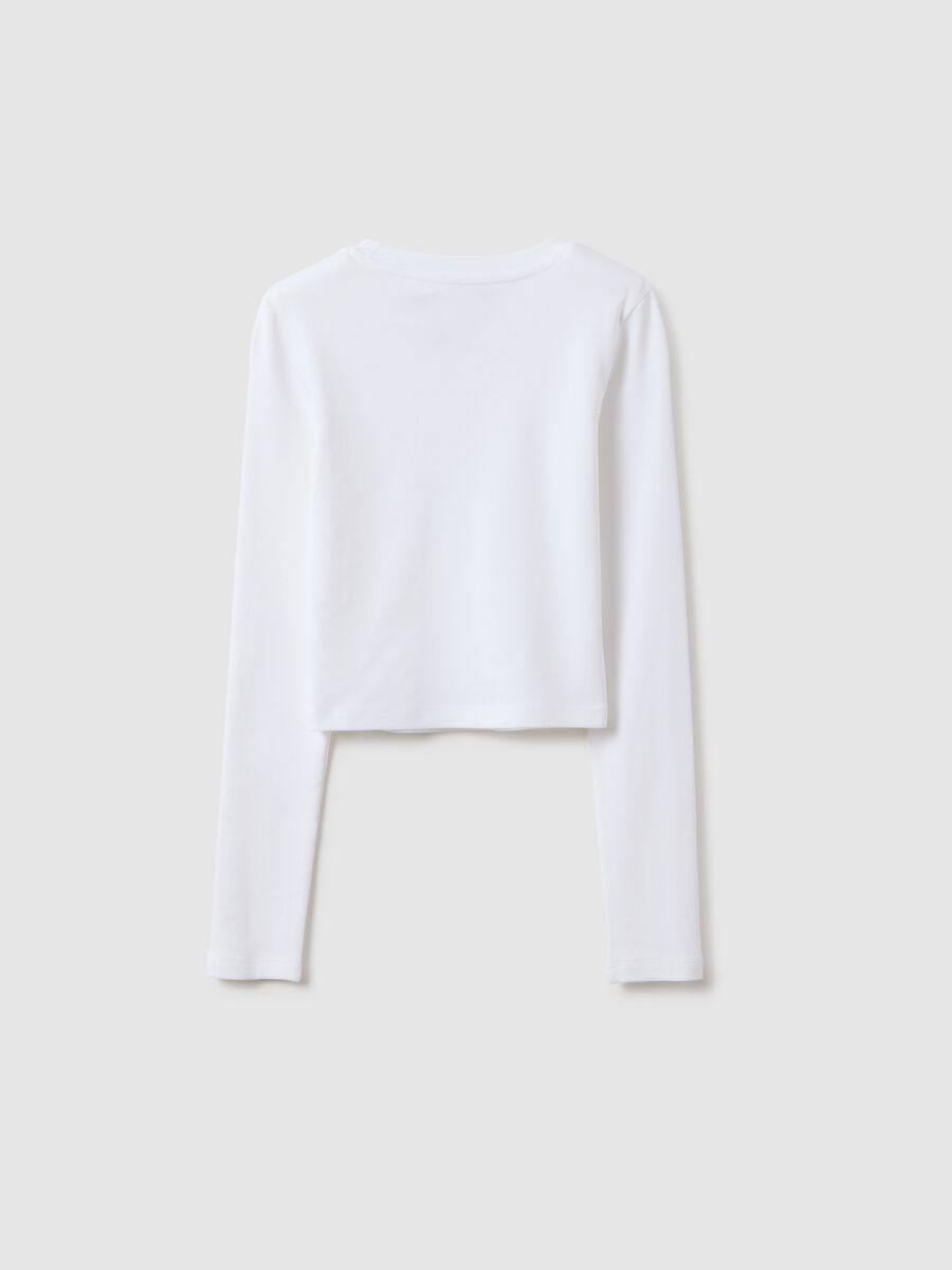T-shirt in cotone elasticizzato bianca da ragazza slim fit_4