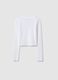 Girls' white slim fit stretch cotton T-shirt_4
