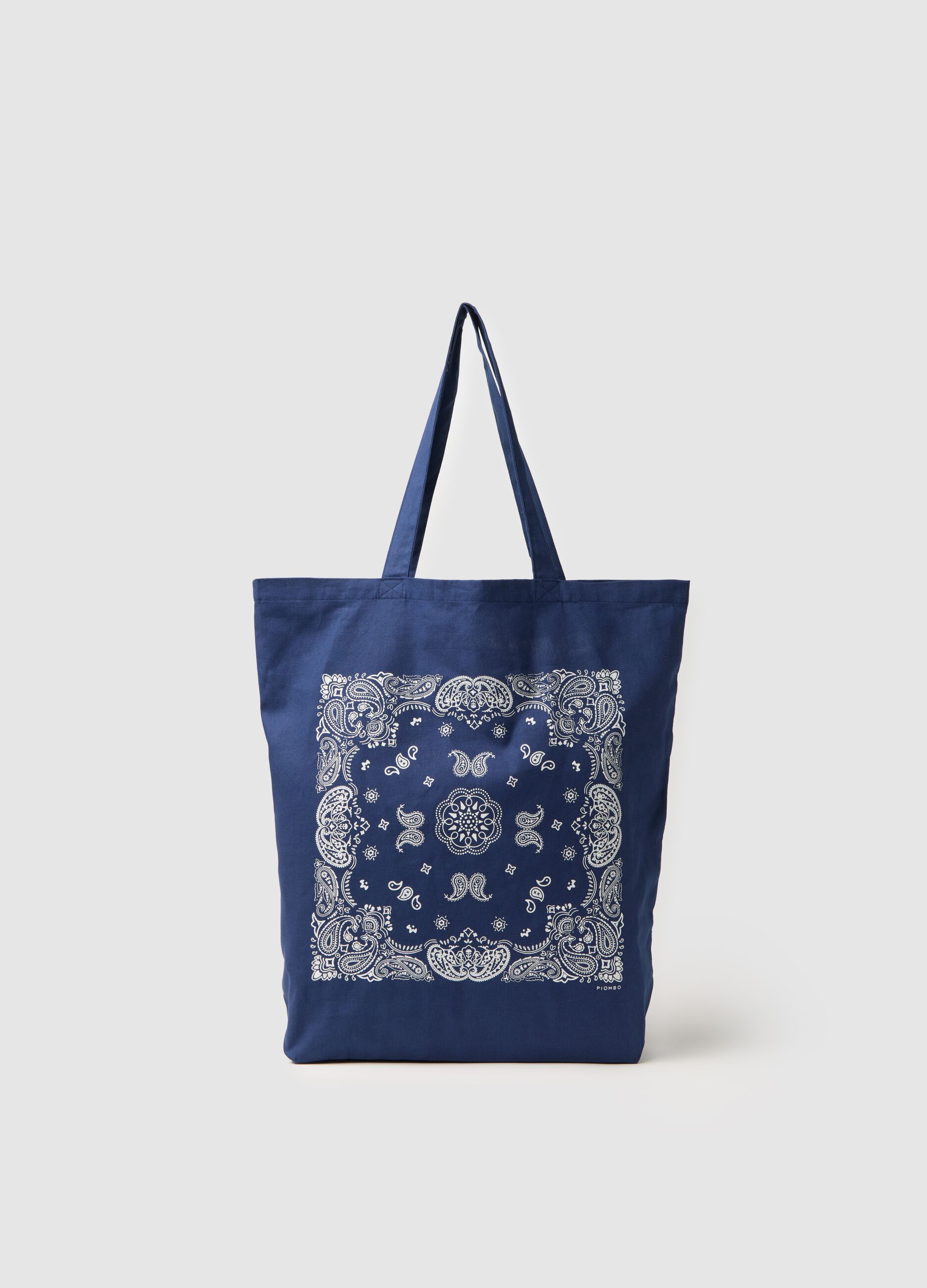 Men's Blue Pure Cotton Shopper Bag with Print
