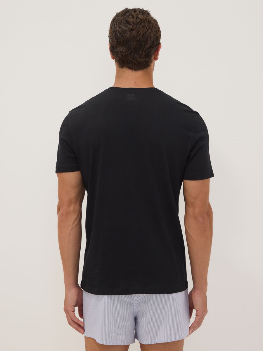 Two-pack of black crew-neck T-shirts in pure extra-fine cotton_3
