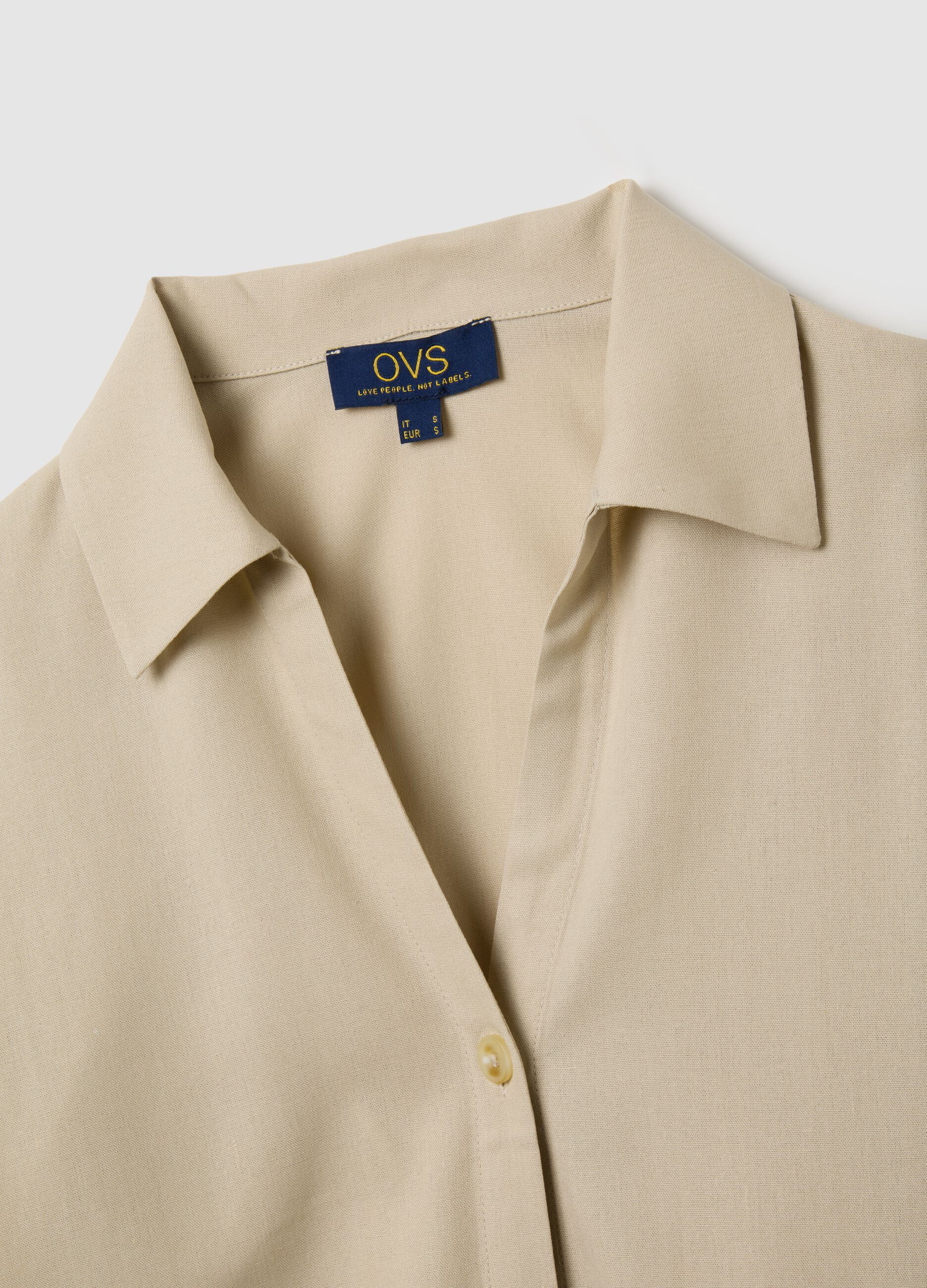 Women's beige viscose blend regular fit shirt