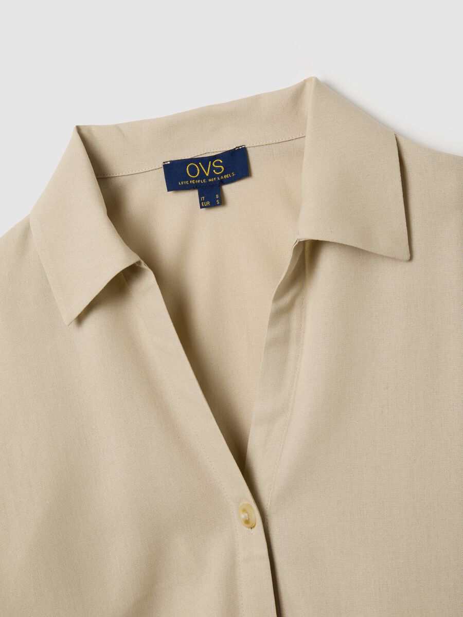 Women's beige viscose blend regular fit shirt_5