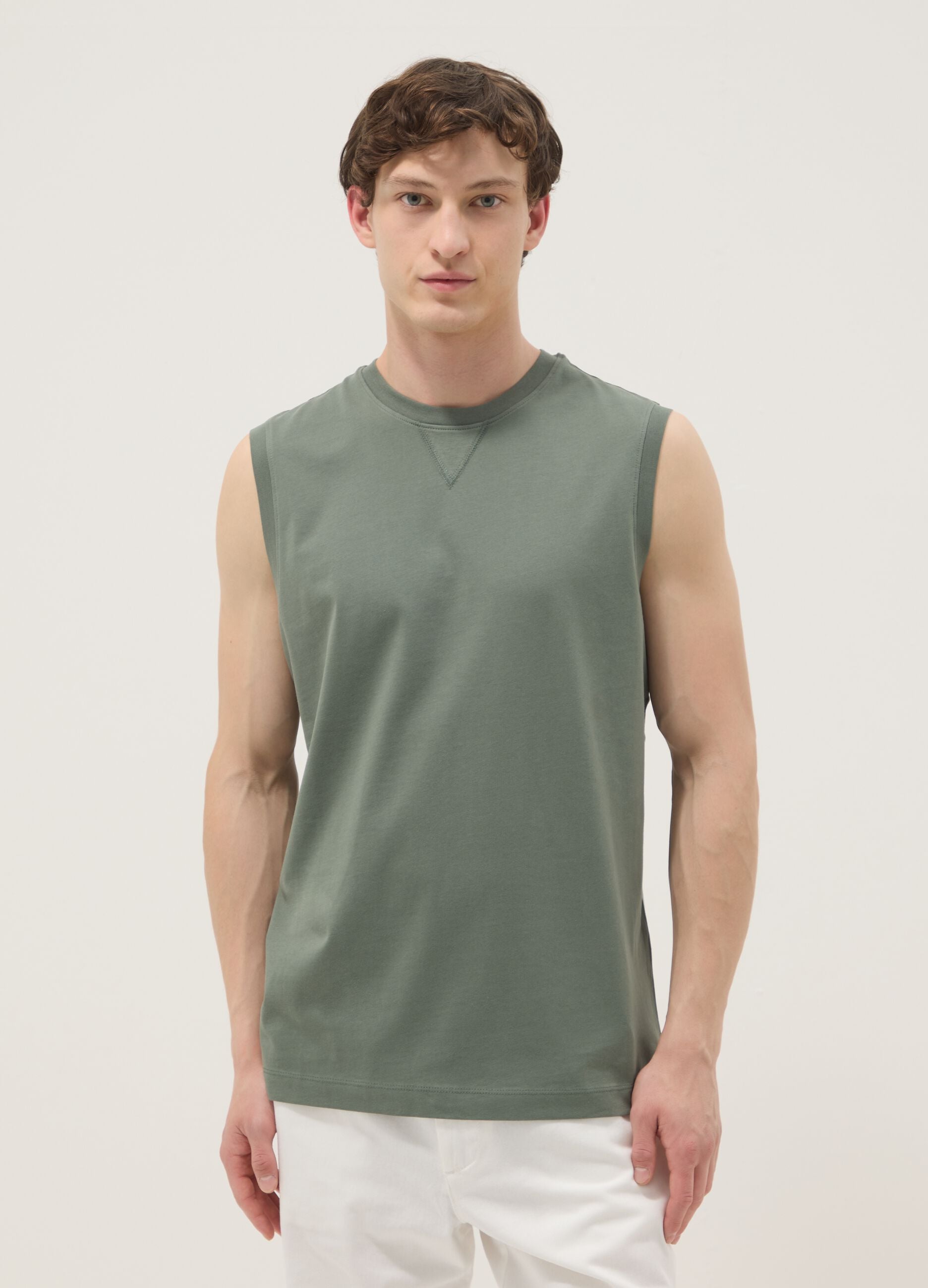 Green pure cotton tank top