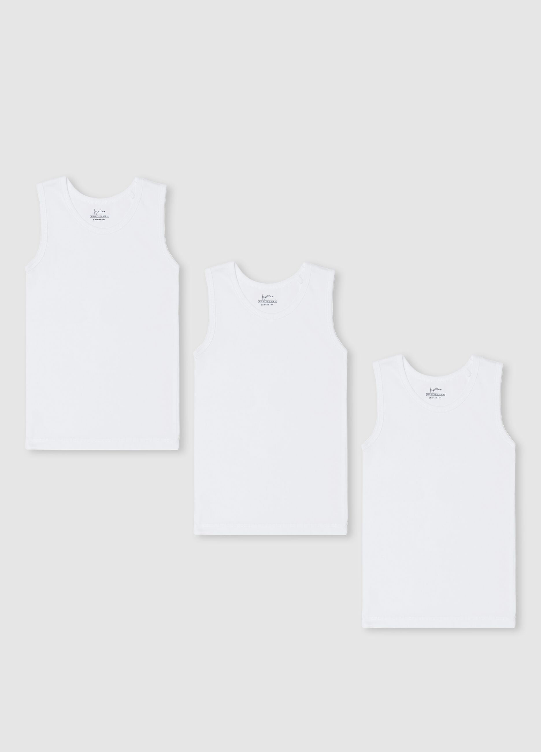 Three-pack racerback vests in organic cotton