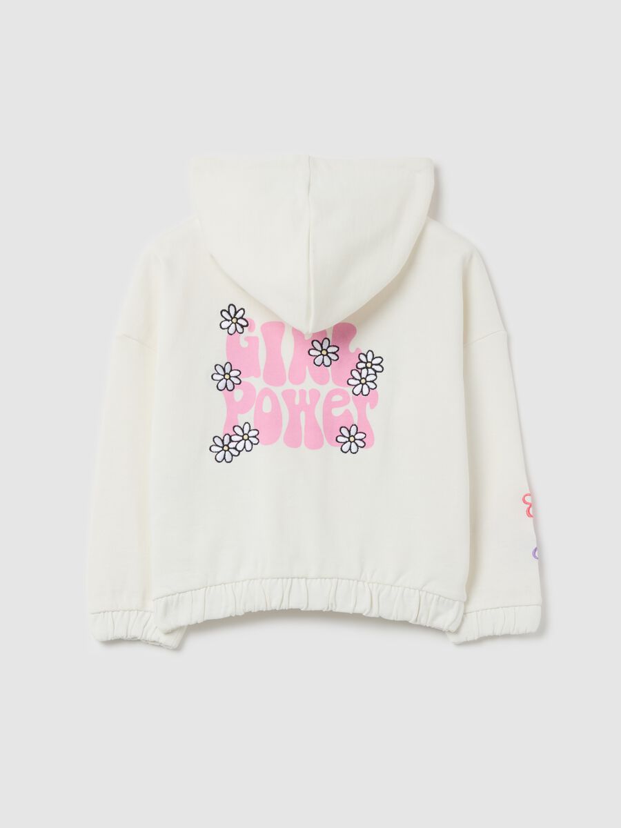 Full-zip sweatshirt with hood and "Girl Power" print_1