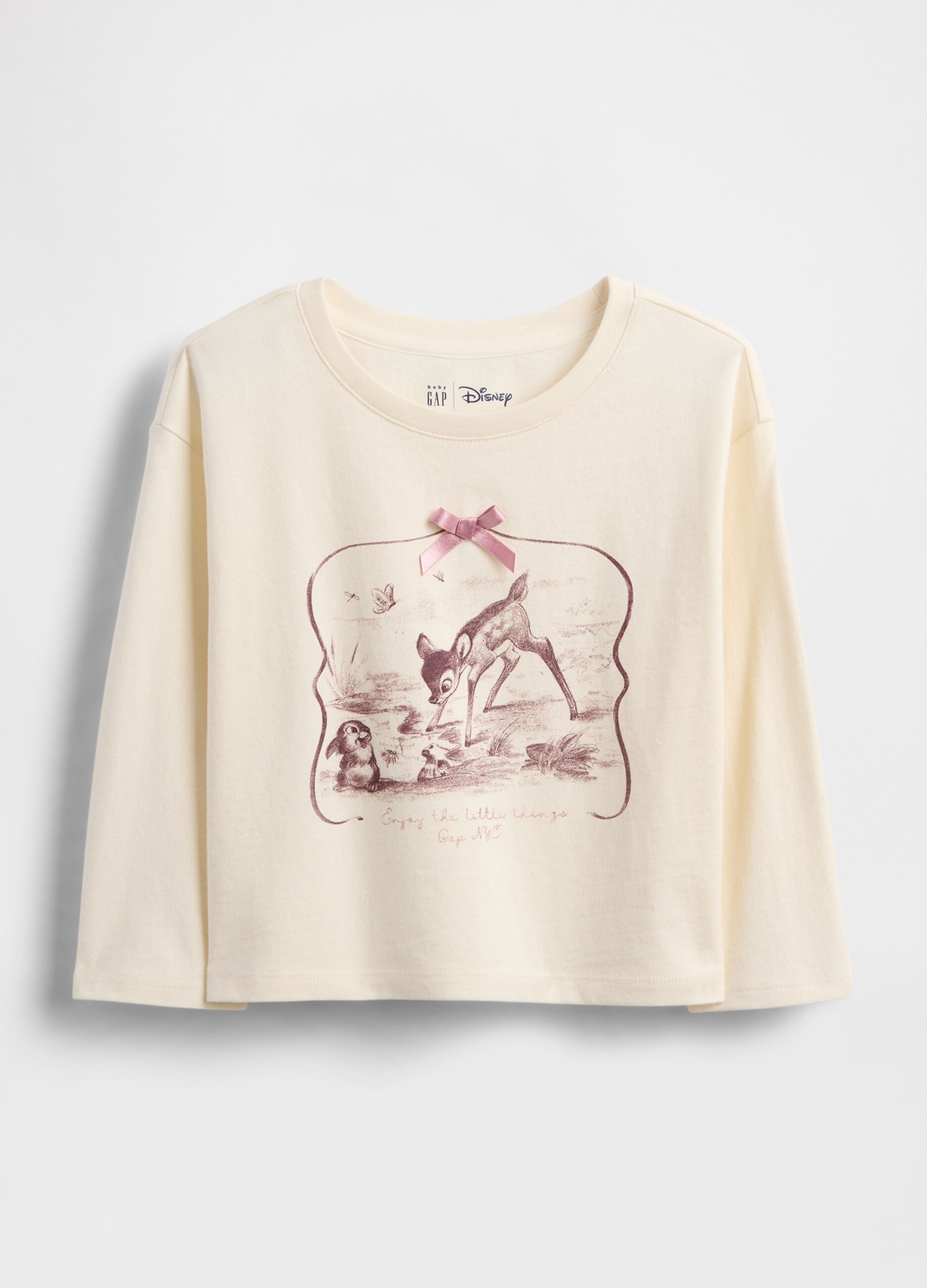 Long sleeve beige cotton T-shirt