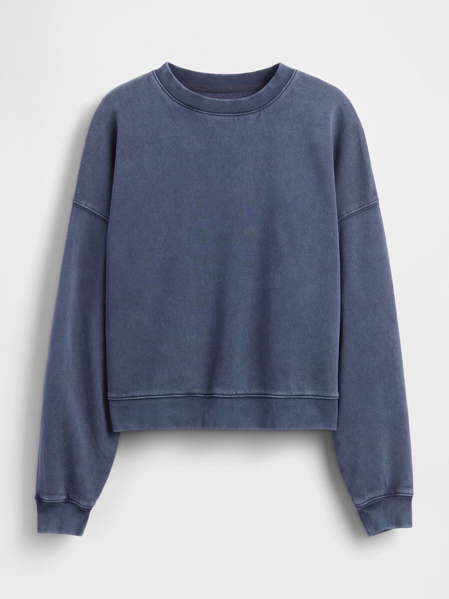 Blue Crew Neck Cotton Blend Sweatshirt_4