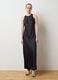 Long black satin dress regular fit_1