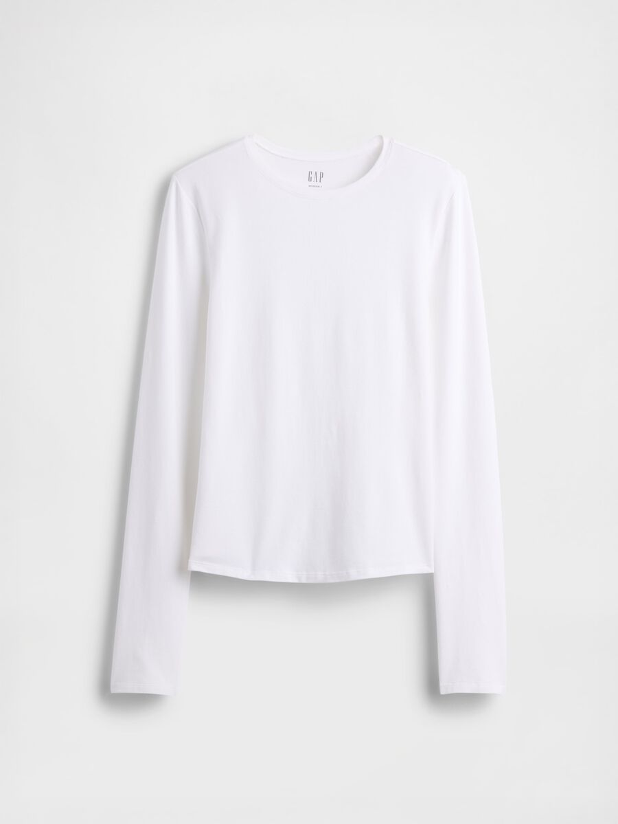 T-shirt bianca a maniche lunghe elasticizzata_3