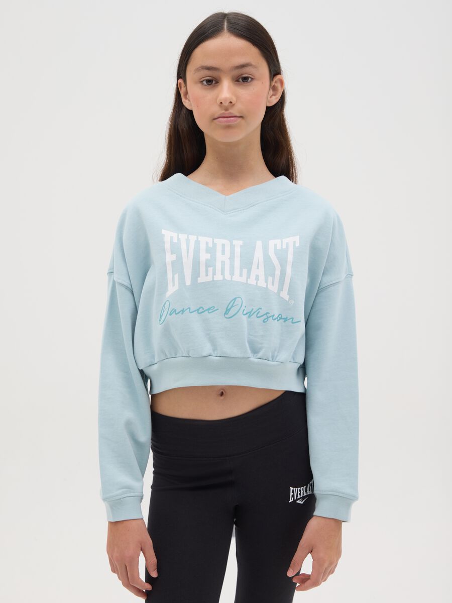 Girls’ light blue regular fit cropped sweatshirt in 100% cotton_0