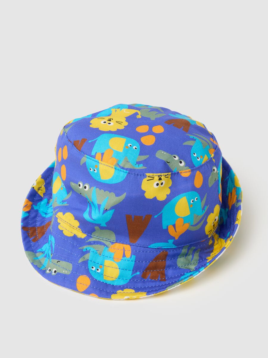 Multicolour bucket hat for children in pure cotton with print_1