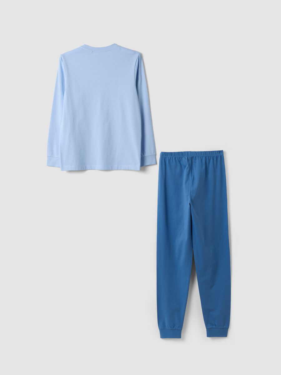 Light blue pure organic cotton crew-neck printed pyjamas for boys_1