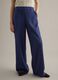 Straight blue regular fit viscose and linen blend chino trousers_1