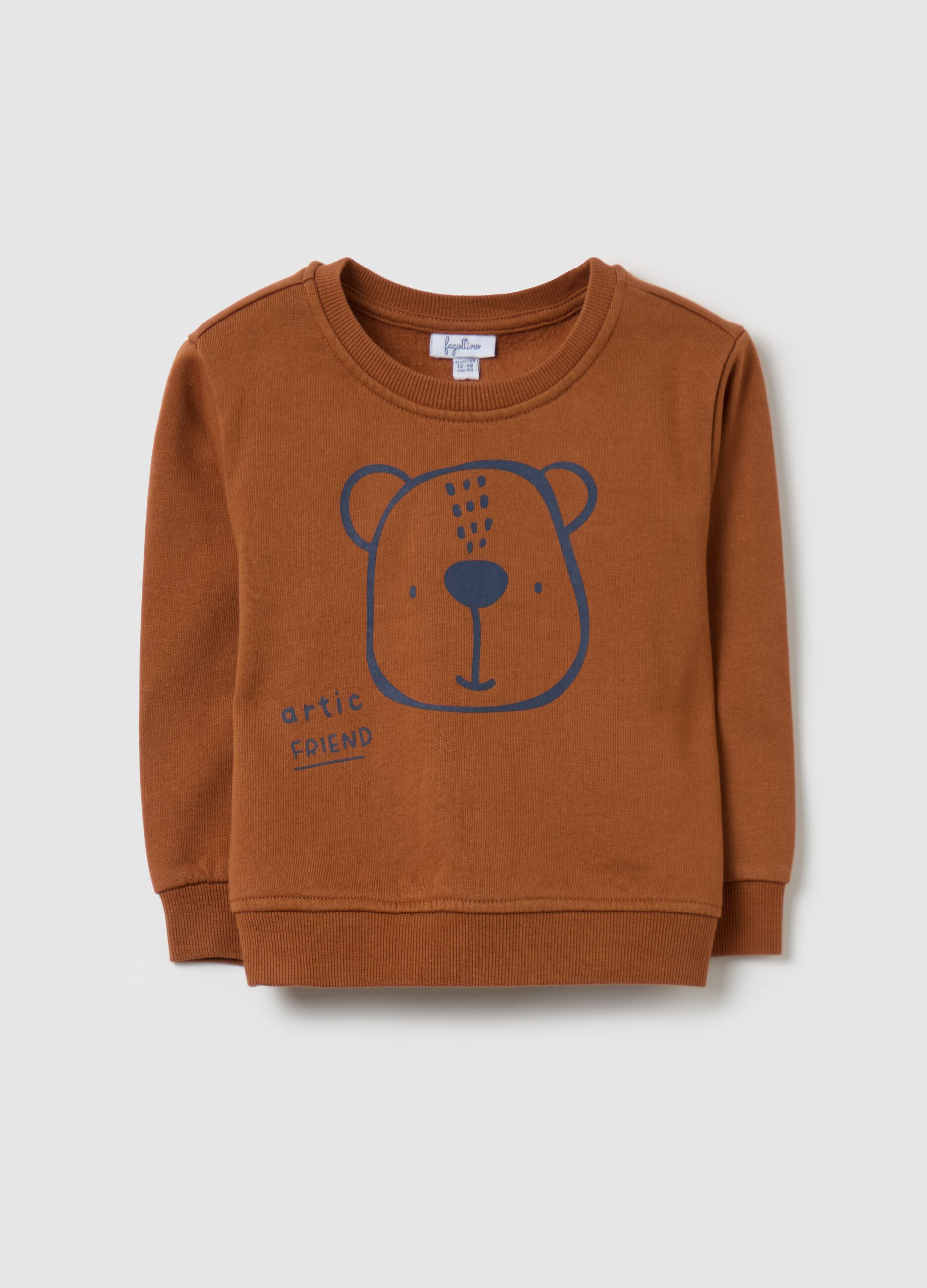 Cotton sweatshirt with teddy bear print