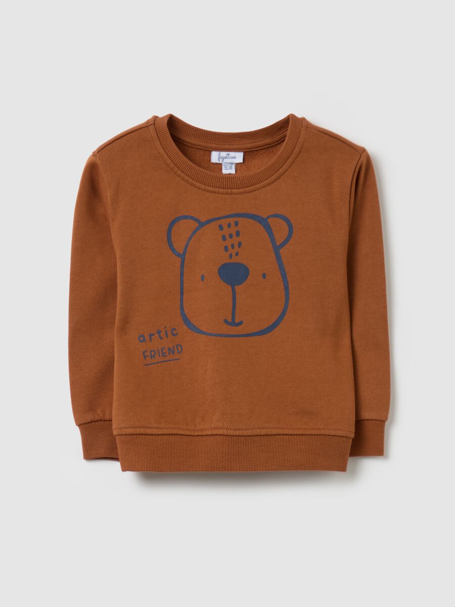 Cotton sweatshirt with teddy bear print_0