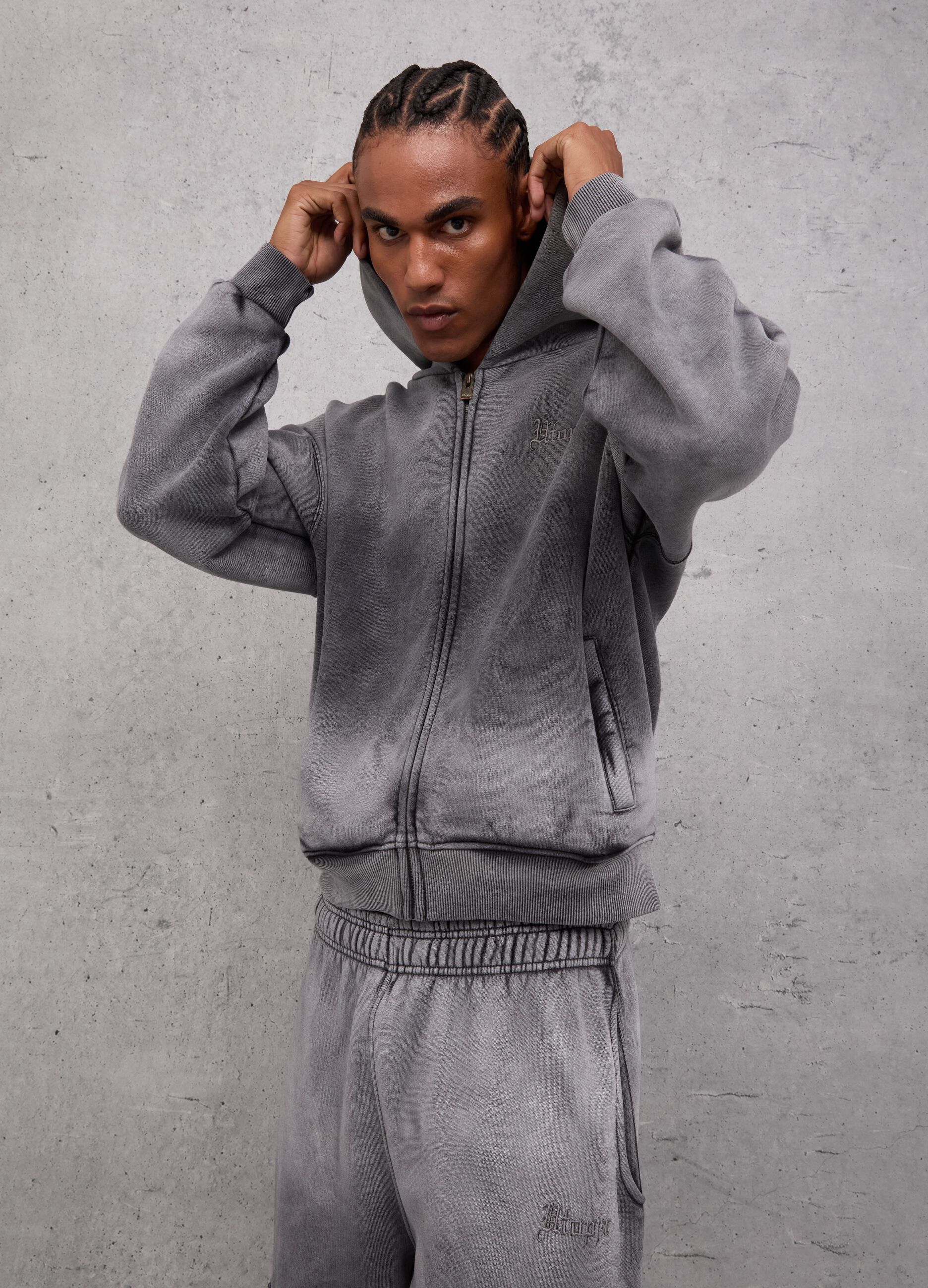 Sunfaded Zip Hoodie Vintage Grey