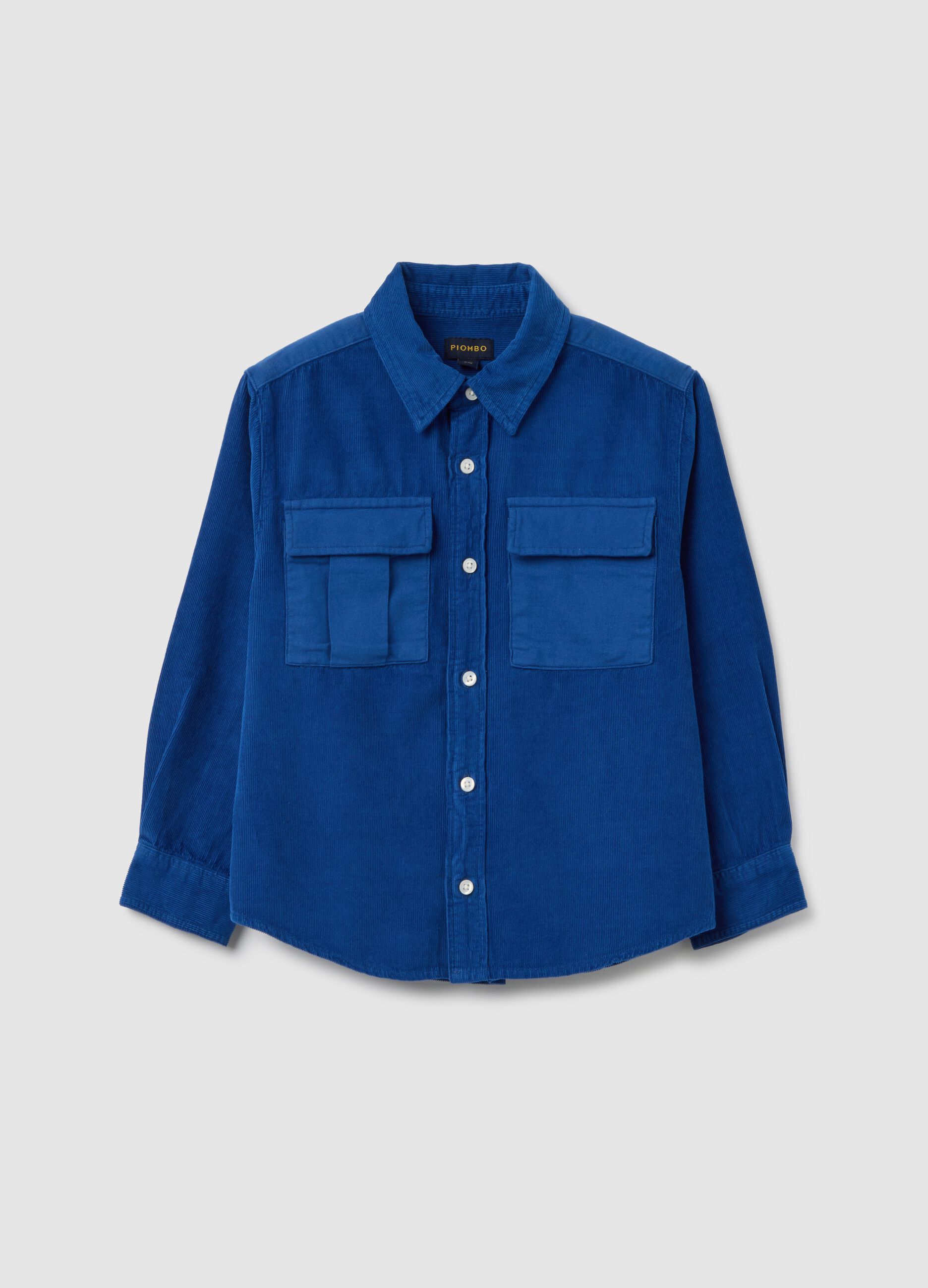Camicia da bambino in puro cotone blu vestibilità oversize