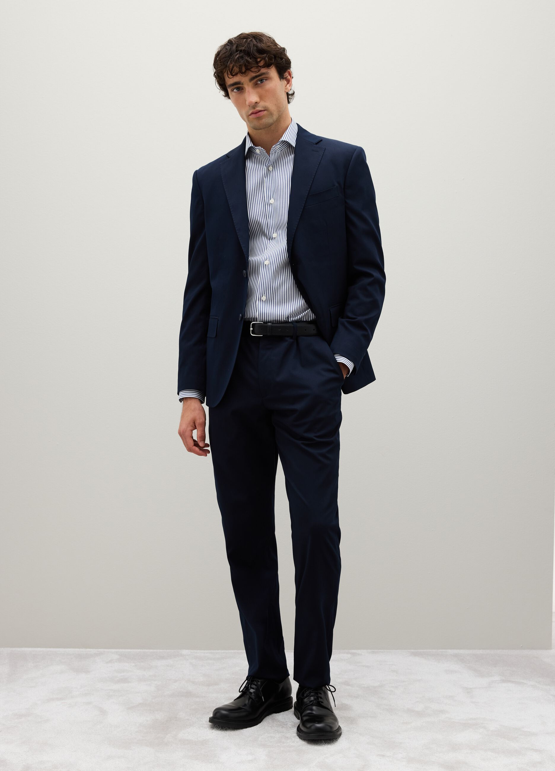 Regular Fit Blue Mixed Trousers