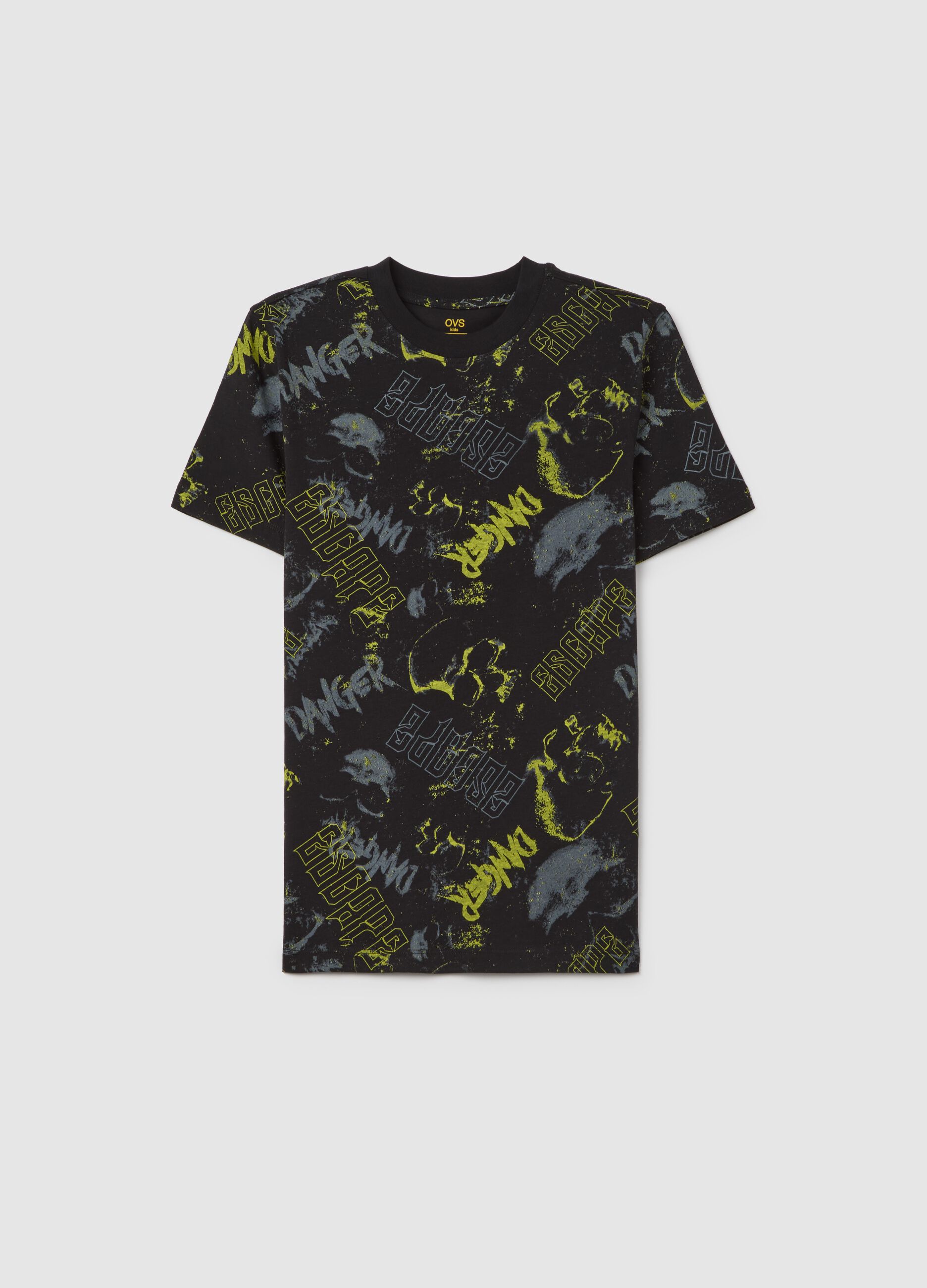 Multicolor Boys' Cotton Oversized T-shirt with Graphic Print