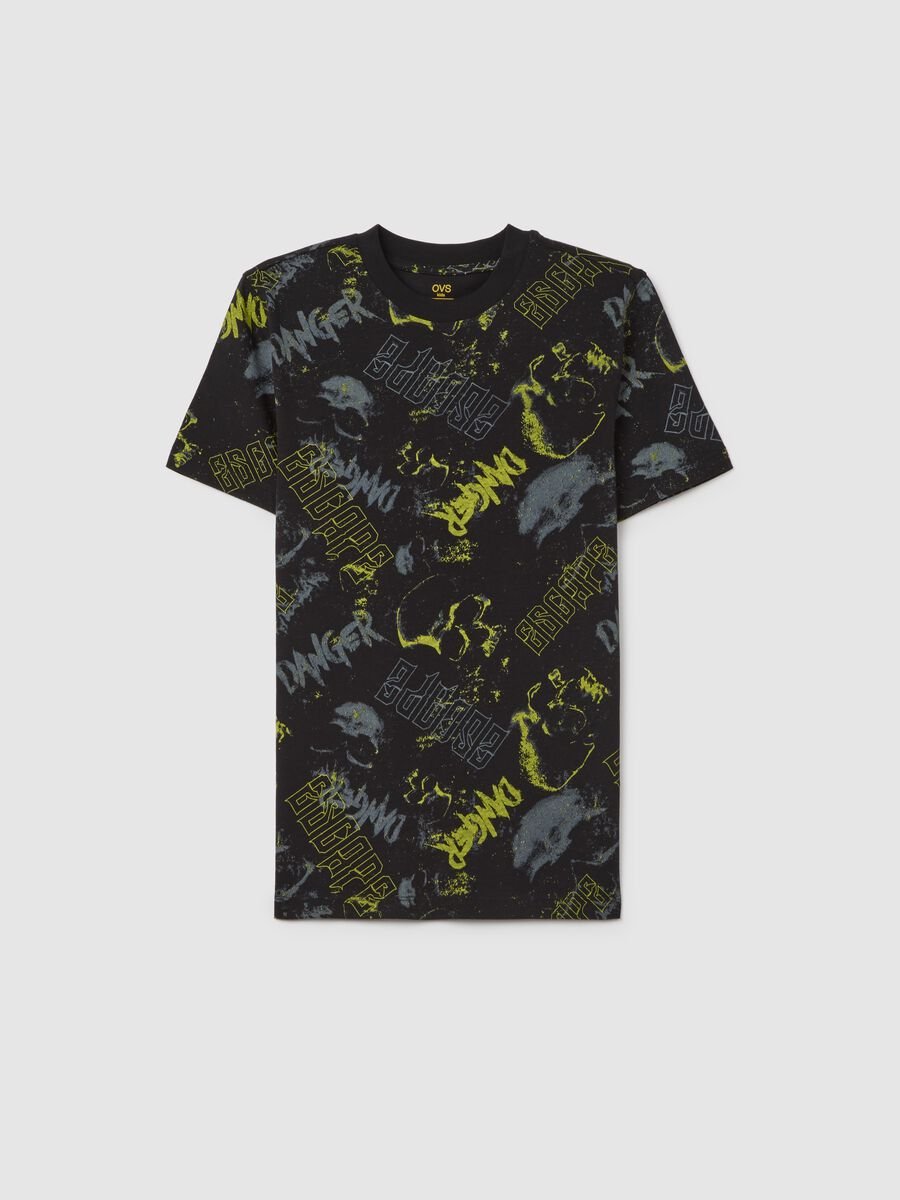 T-shirt da ragazzo in puro cotone multicolor oversize con stampa grafica_3