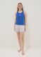 Blue pure cotton pyjama vest top, regular fit, with embroidery_1