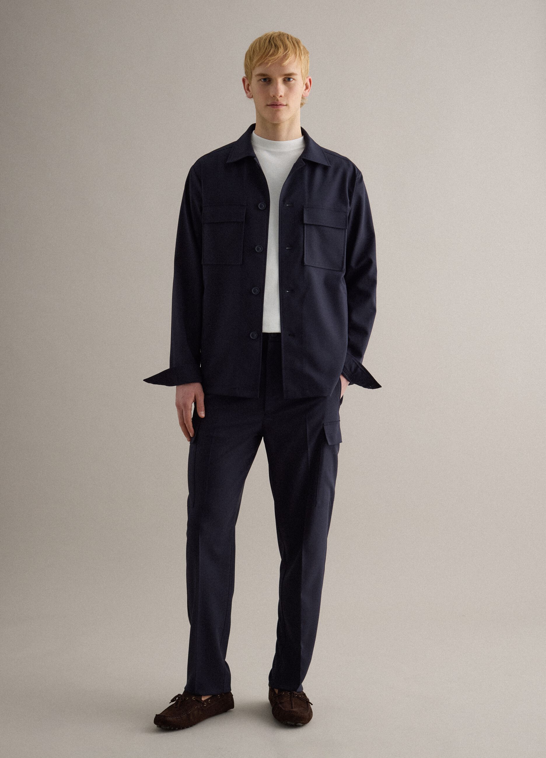 Stylish Blue Regular Fit Cargo Trousers