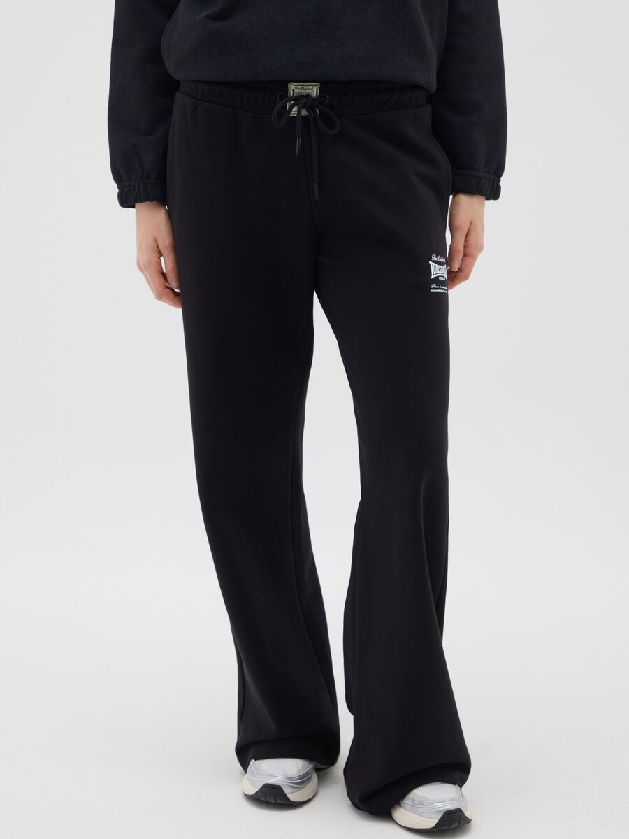 Tuta in cotone nero con logo_1