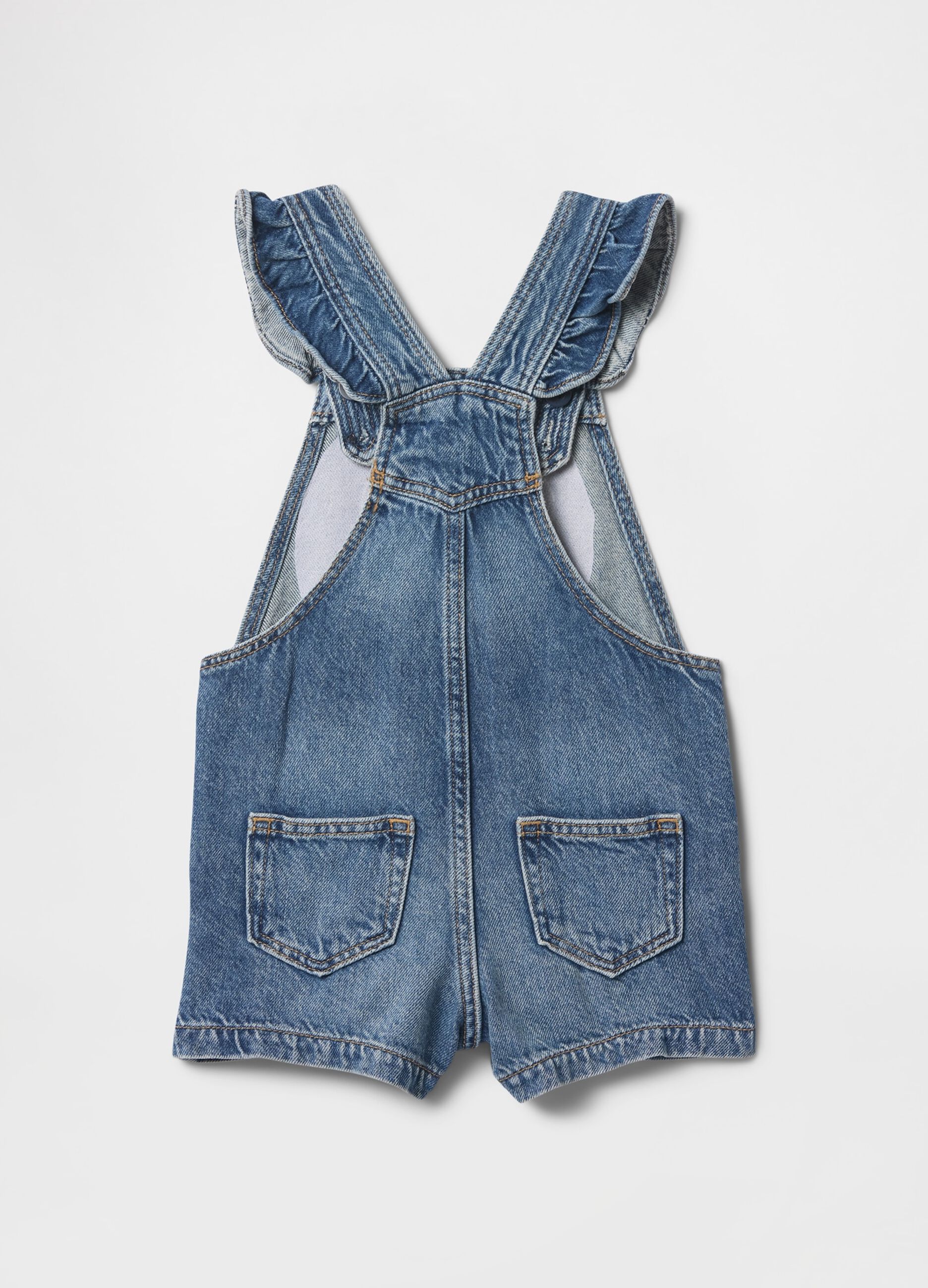 Short Denim Overalls with Minnie Embroidery