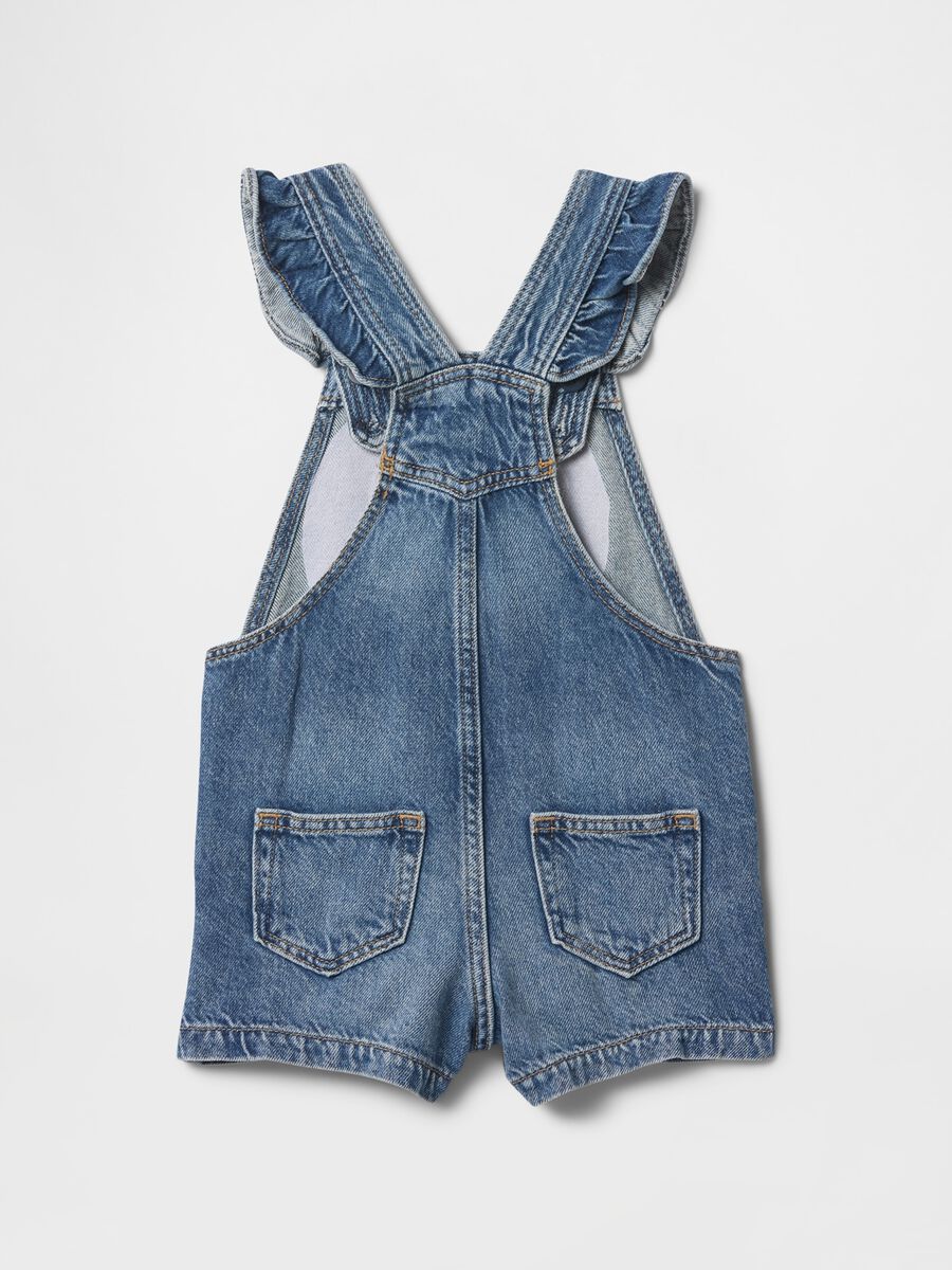 Short Denim Overalls with Minnie Embroidery_1