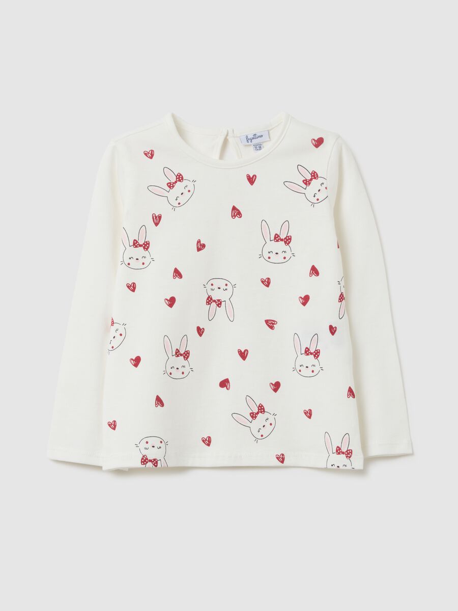 Kids' pure cotton white regular fit top with print_0
