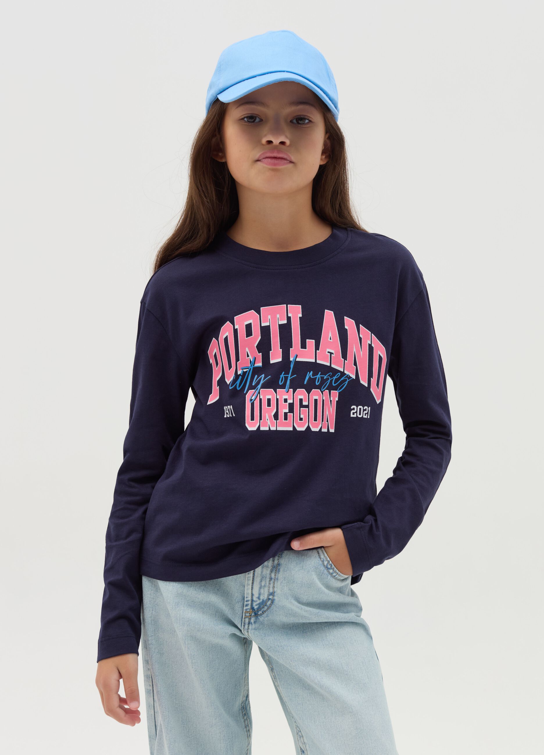 T-shirt with long sleeves and print