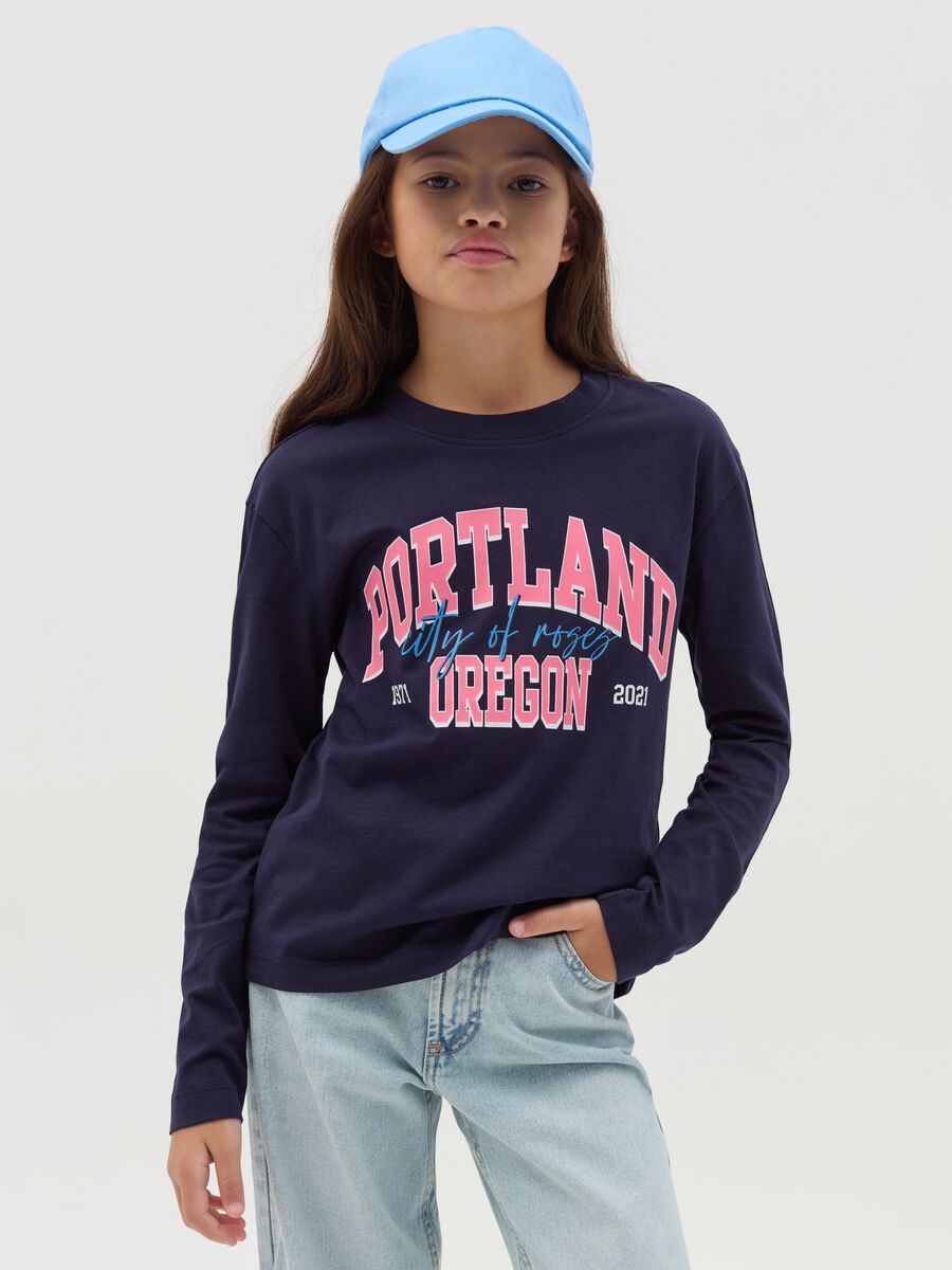T-shirt con maniche lunghe e stampa_0