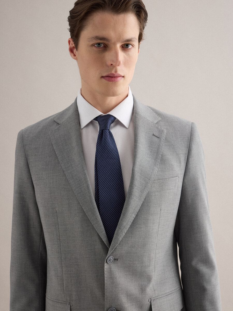 Grey Slim Fit Single Breasted Jacket_3