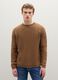 Brown crew-neck regular fit sweater with knitted pattern_2
