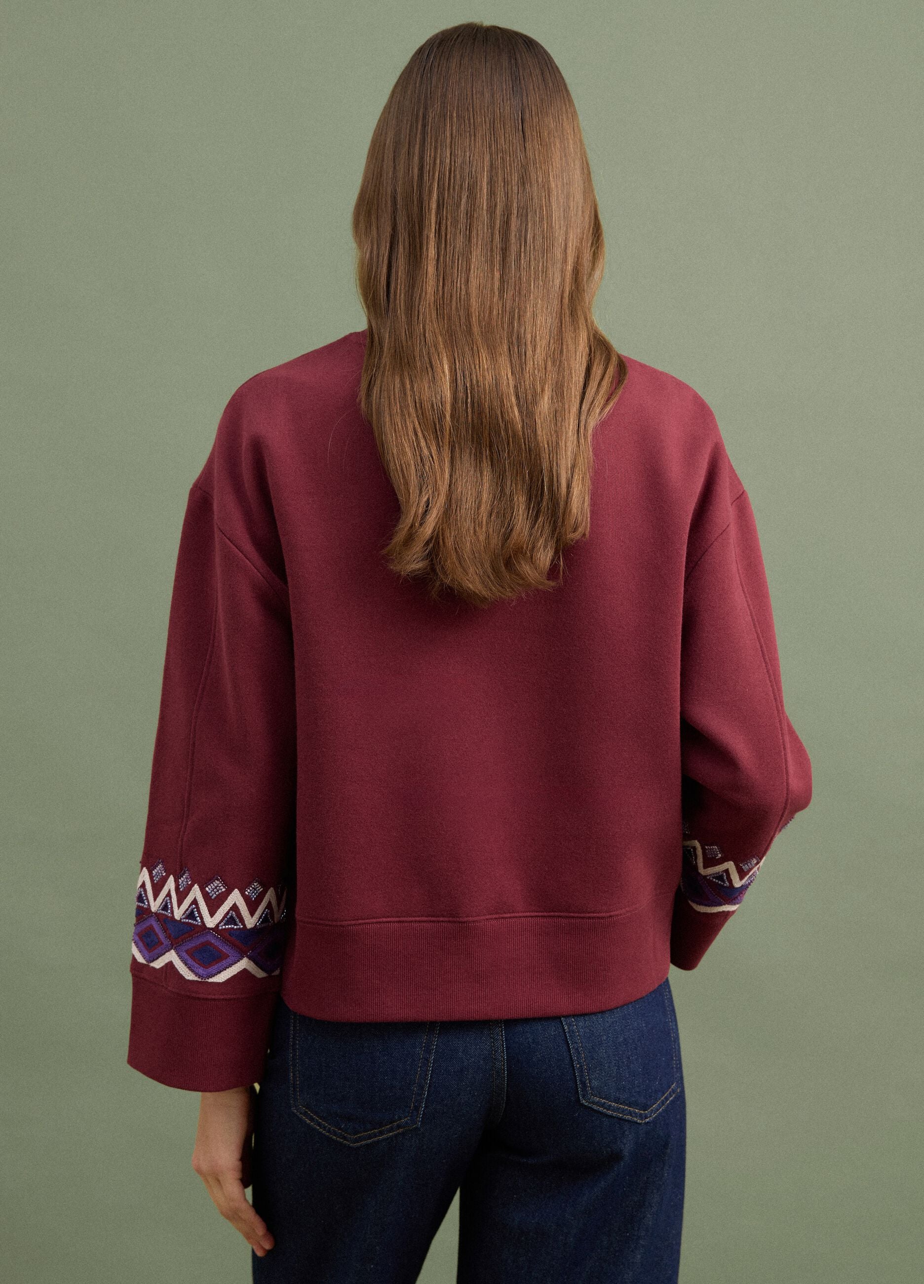 Felpa rossa in misto cotone con fantasia regular fit