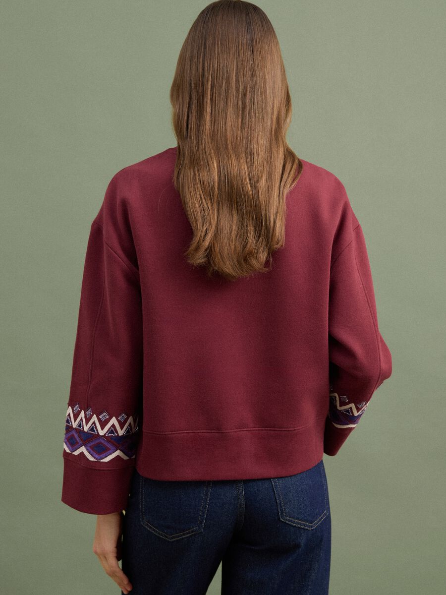Felpa rossa in misto cotone con fantasia regular fit_2