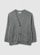 Grey Stretch Fabric Cardigan with Oversized Fit_4