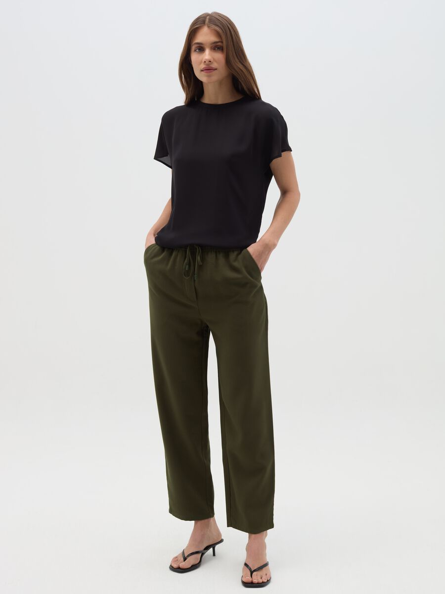 Solid colour blouse in crêpe_1