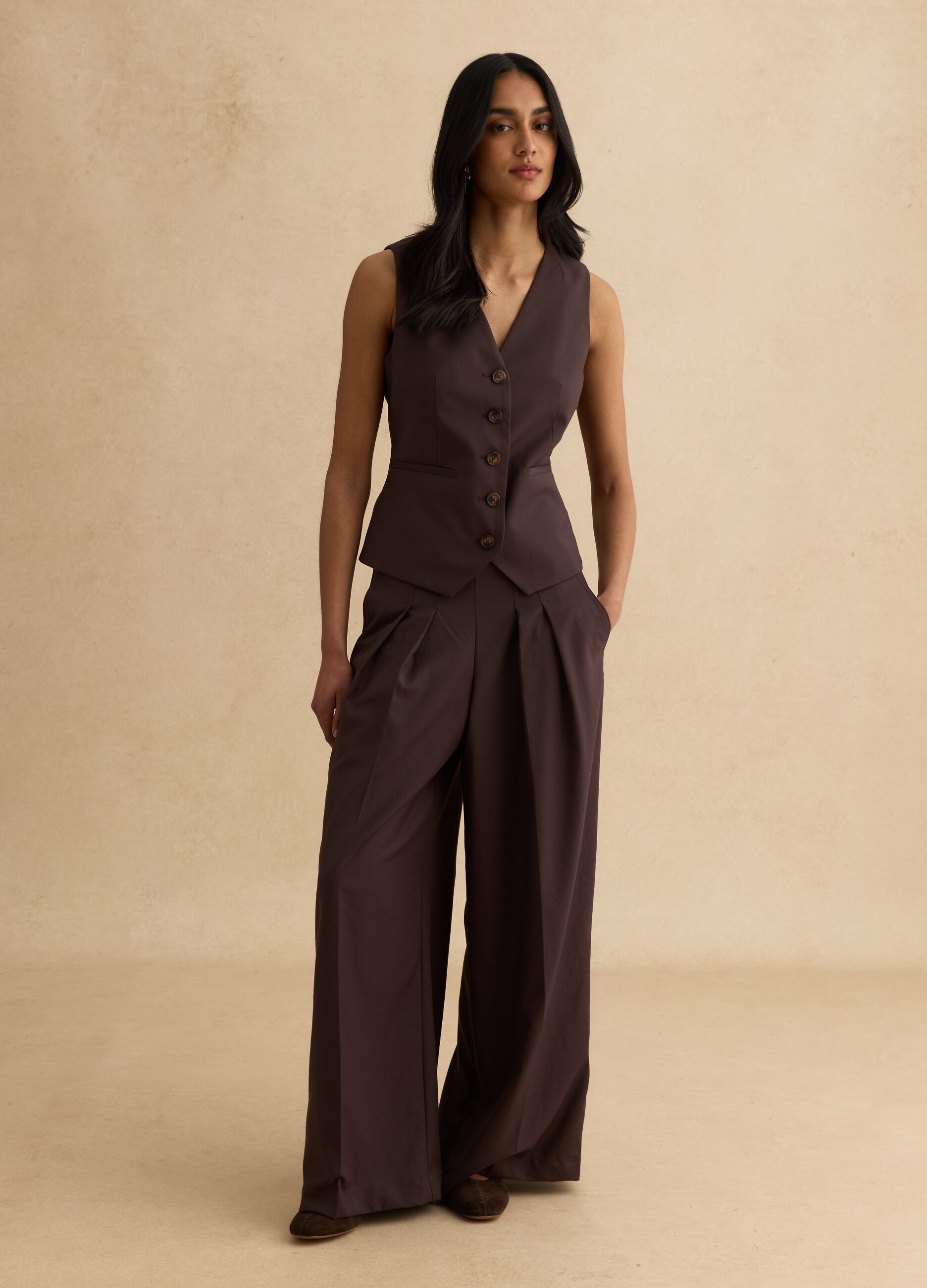 Pantaloni marroni wide leg