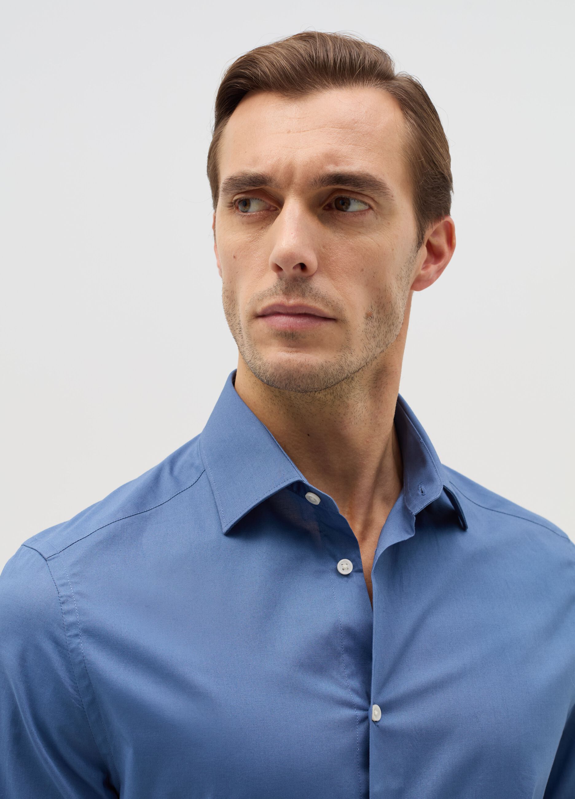 Regular-fit shirt in stretch cotton