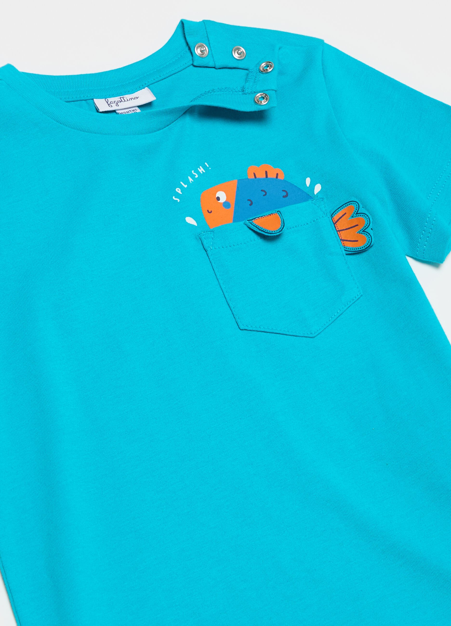 Cotton T-shirt with pocket and print