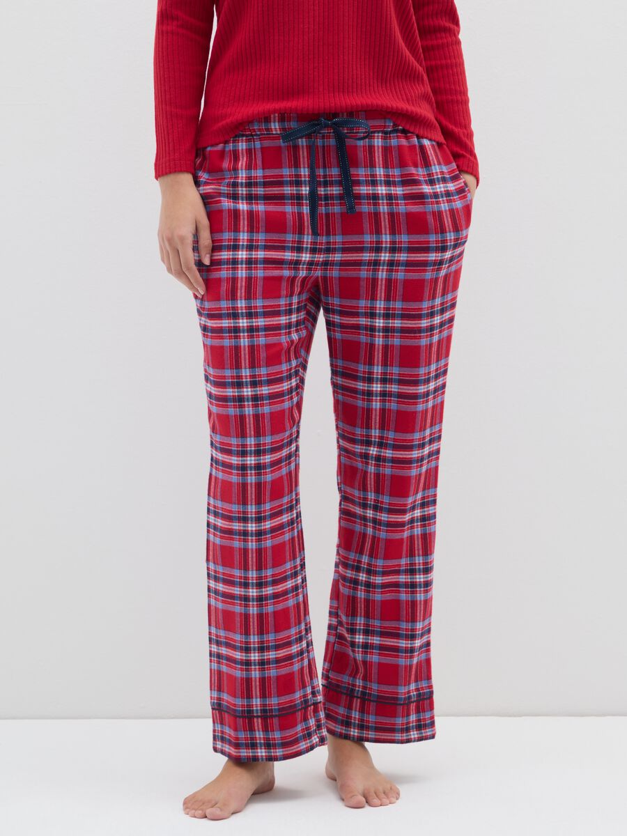 Multicoloured check flannel pyjama trousers - regular fit_1
