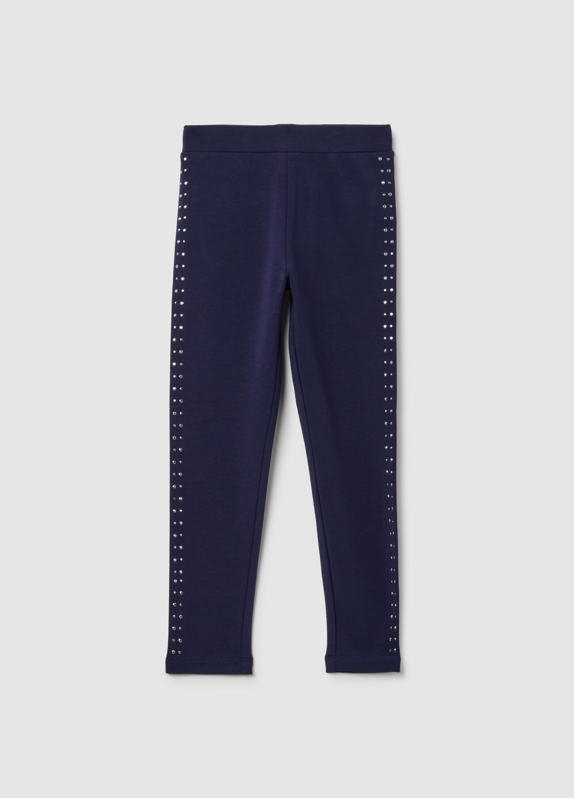 Girls' blue cotton skinny fit leggings